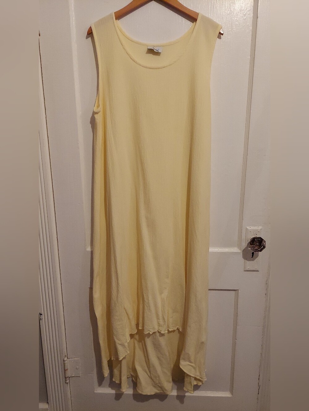 Dunes Maxi Dress Womens XL Yellow 100% Cotton Lagenlook High/Low Resort Vacation
